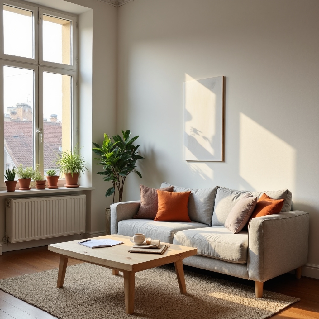 Modern Zagreb apartment interior with natural light